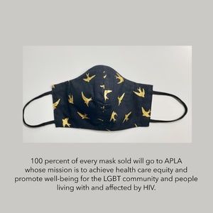 Face Mask (Reversible) Metallic Birds & Butterfly